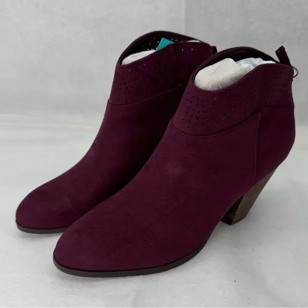NWT Violet & Red Jackson Lazer Cut Topline Bootie Burgundy size 7 Stitch Fix